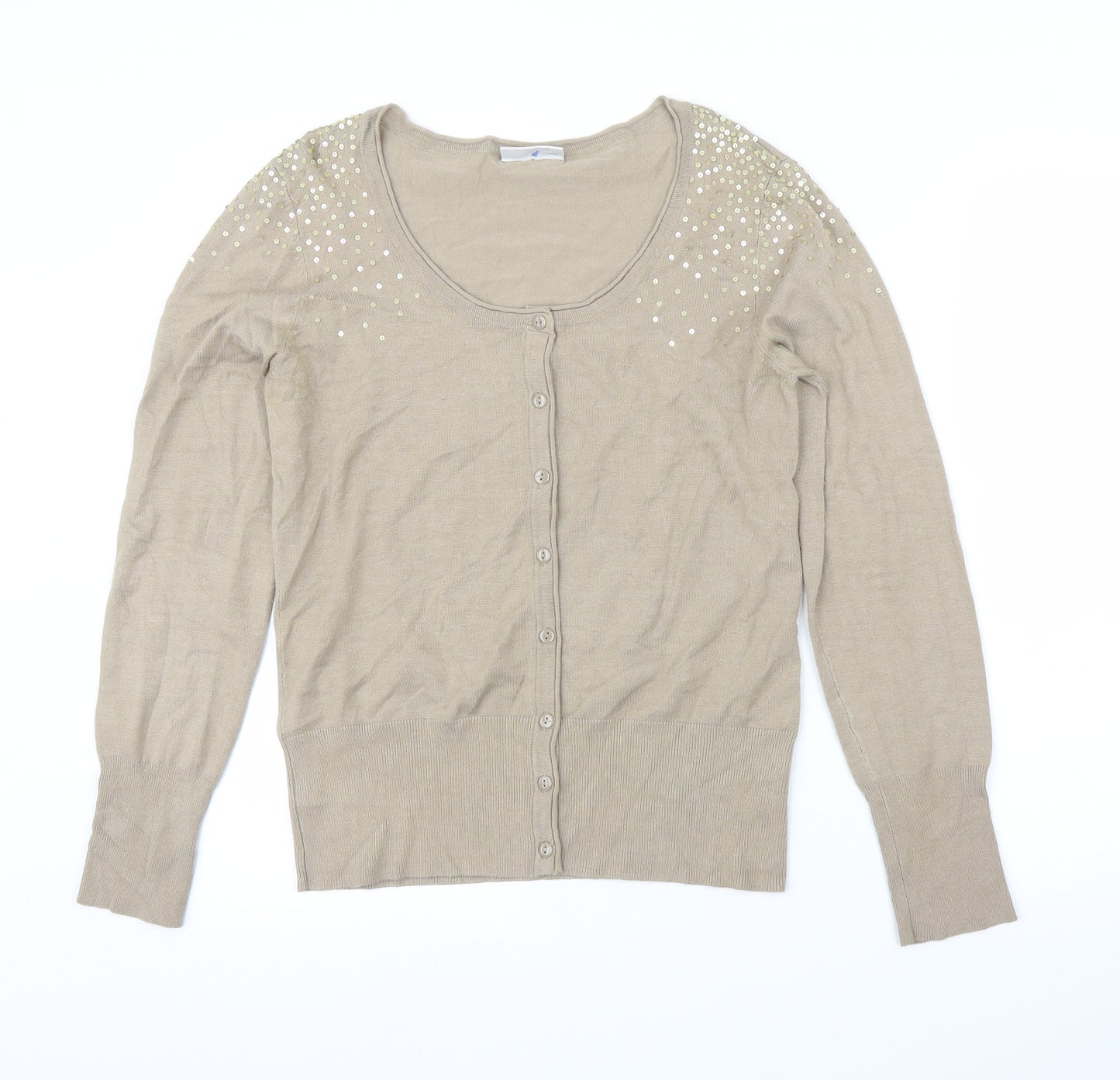 Yessica Womens Beige   Cardigan Jumper Size M