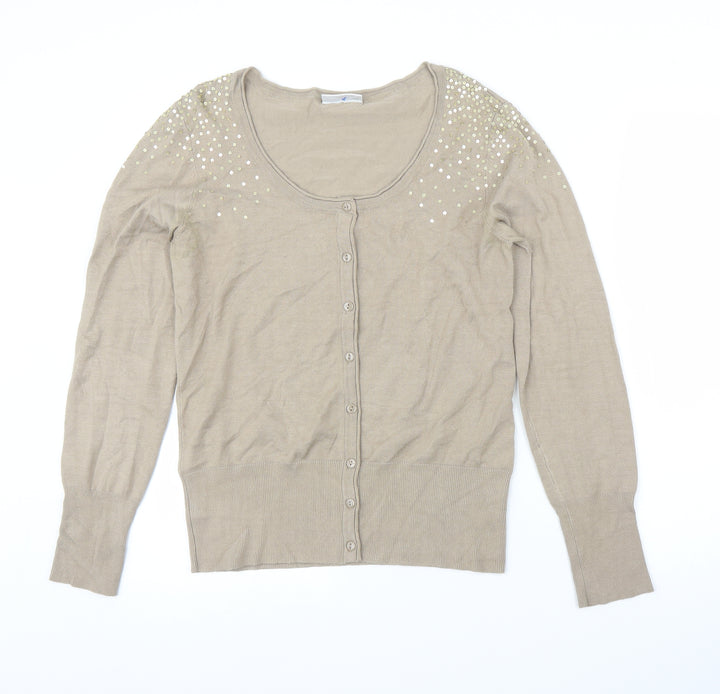 Yessica Womens Beige   Cardigan Jumper Size M