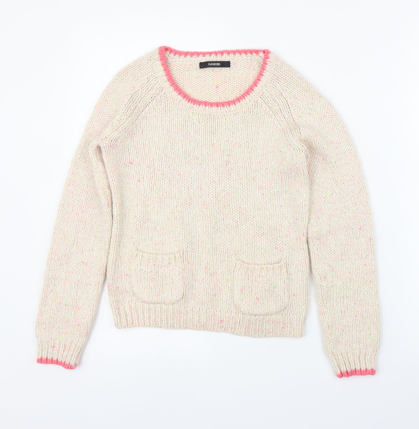 George Girls White   Pullover Jumper Size 10-11 Years