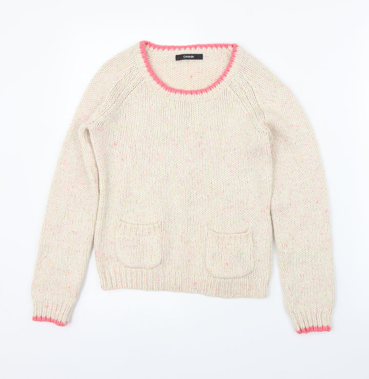 George Girls White   Pullover Jumper Size 10-11 Years
