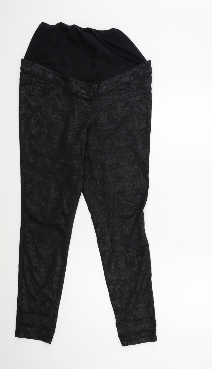 NEXT Womens Black Floral Denim Skinny Jeans Size 10 L28 in