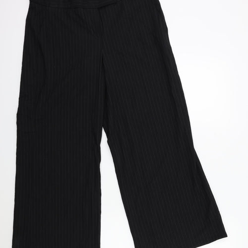 H&M Womens Black Striped  Trousers  Size 32 in L27 in