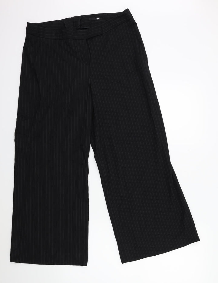 H&M Womens Black Striped  Trousers  Size 32 in L27 in