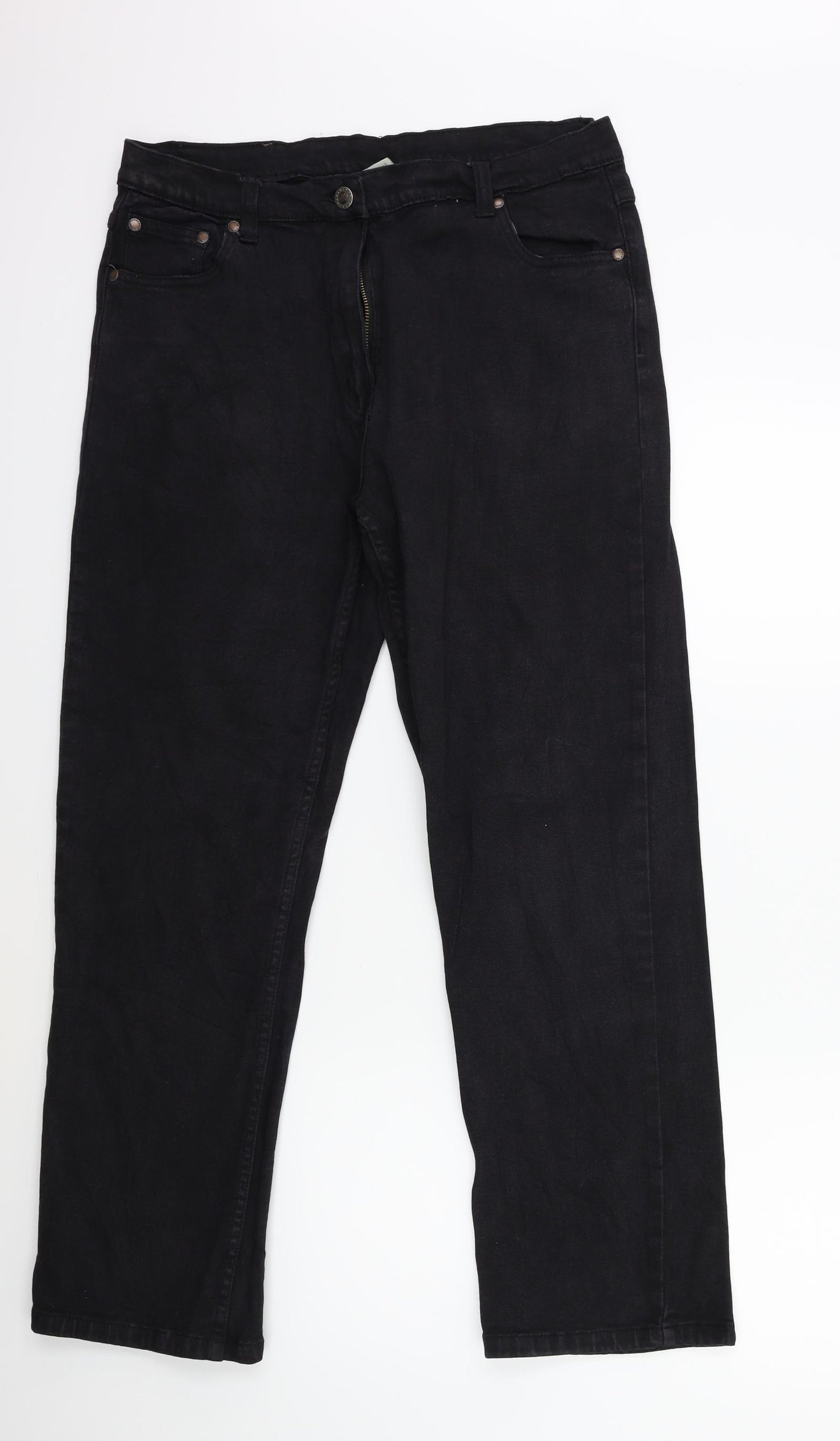 Cotton Traders Womens Black  Denim Tapered Jeans Size 18 L28 in