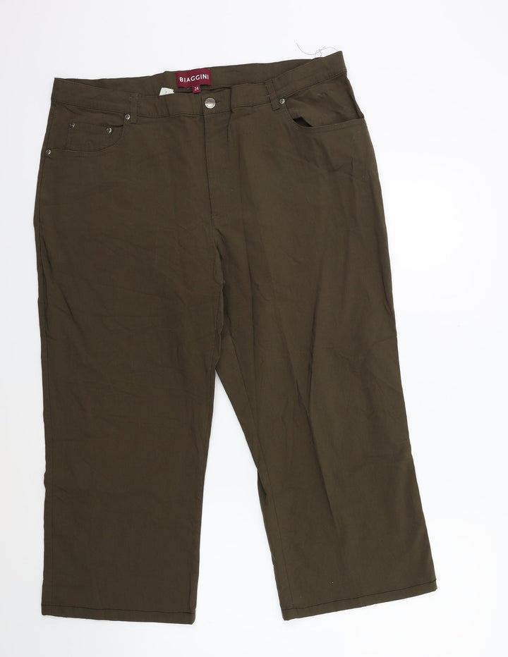 Biaggini Womens Green Cropped Trousers Size 36 in L23 in