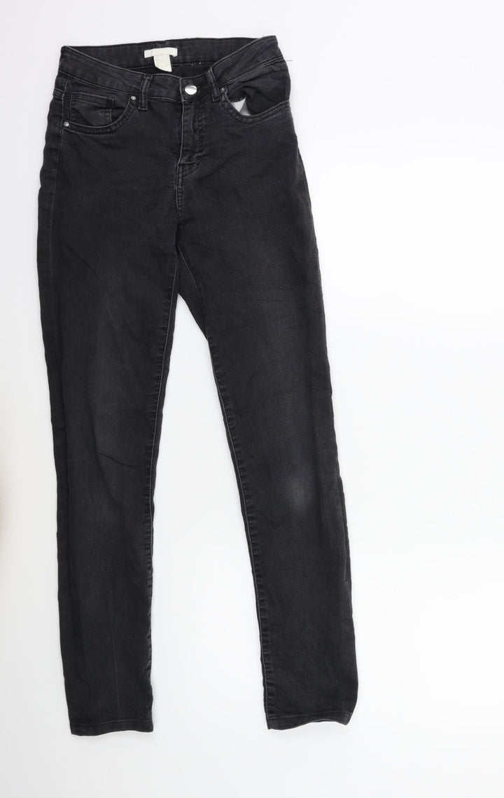 H&M Womens Black  Denim Skinny Jeans Size 6 L28 in
