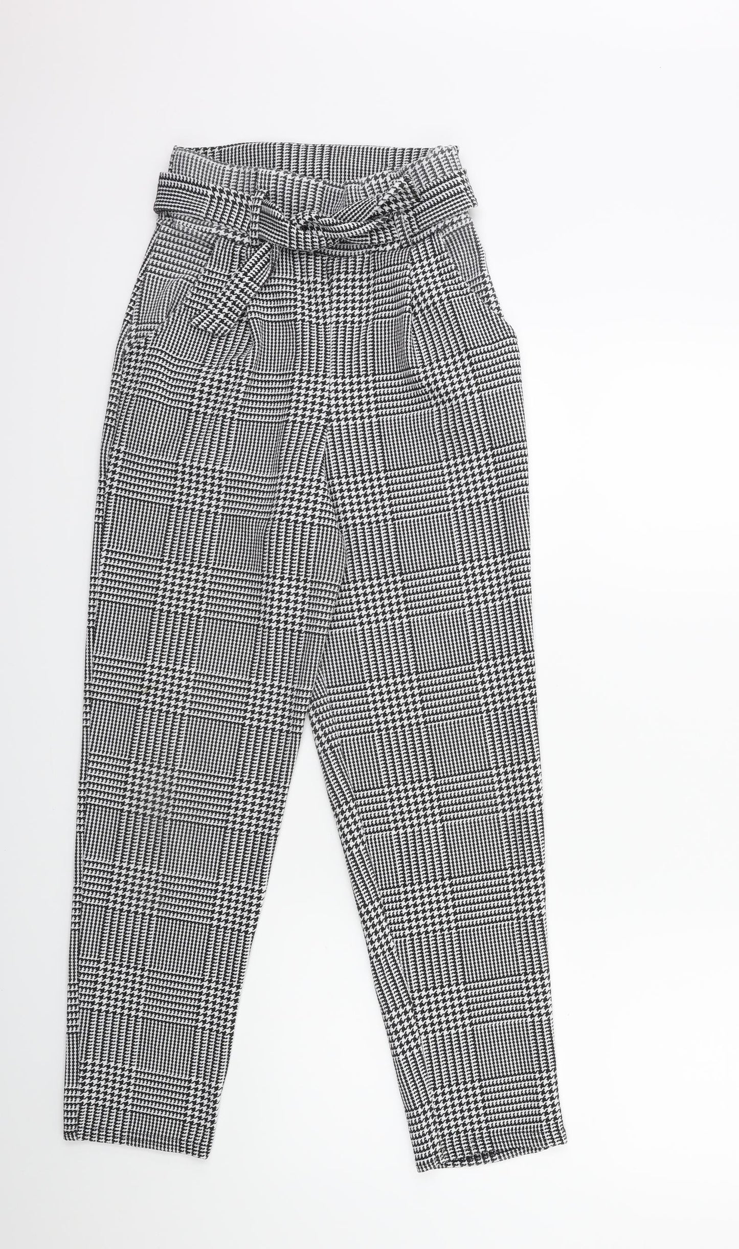Preworn Womens Black Check  Trousers  Size 26 in L30 in
