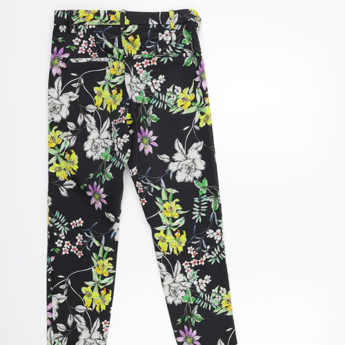H&M Womens Black Floral  Trousers  Size 8 L25 in