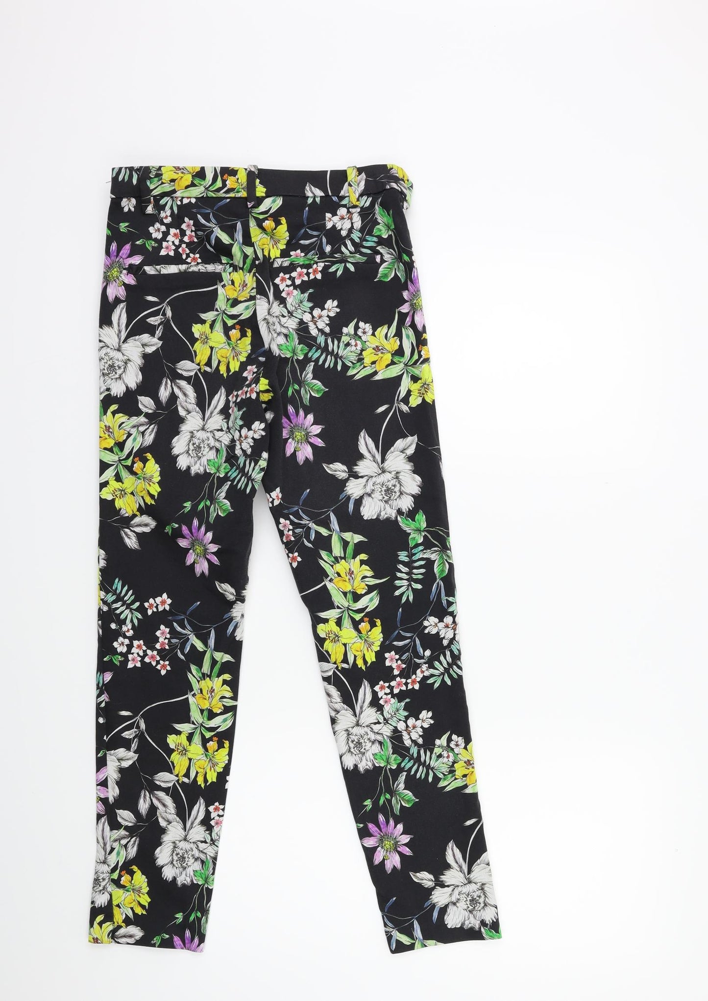 H&M Womens Black Floral  Trousers  Size 8 L25 in