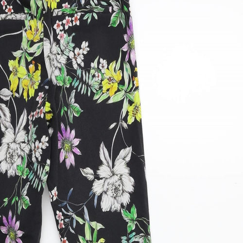 H&M Womens Black Floral  Trousers  Size 8 L25 in