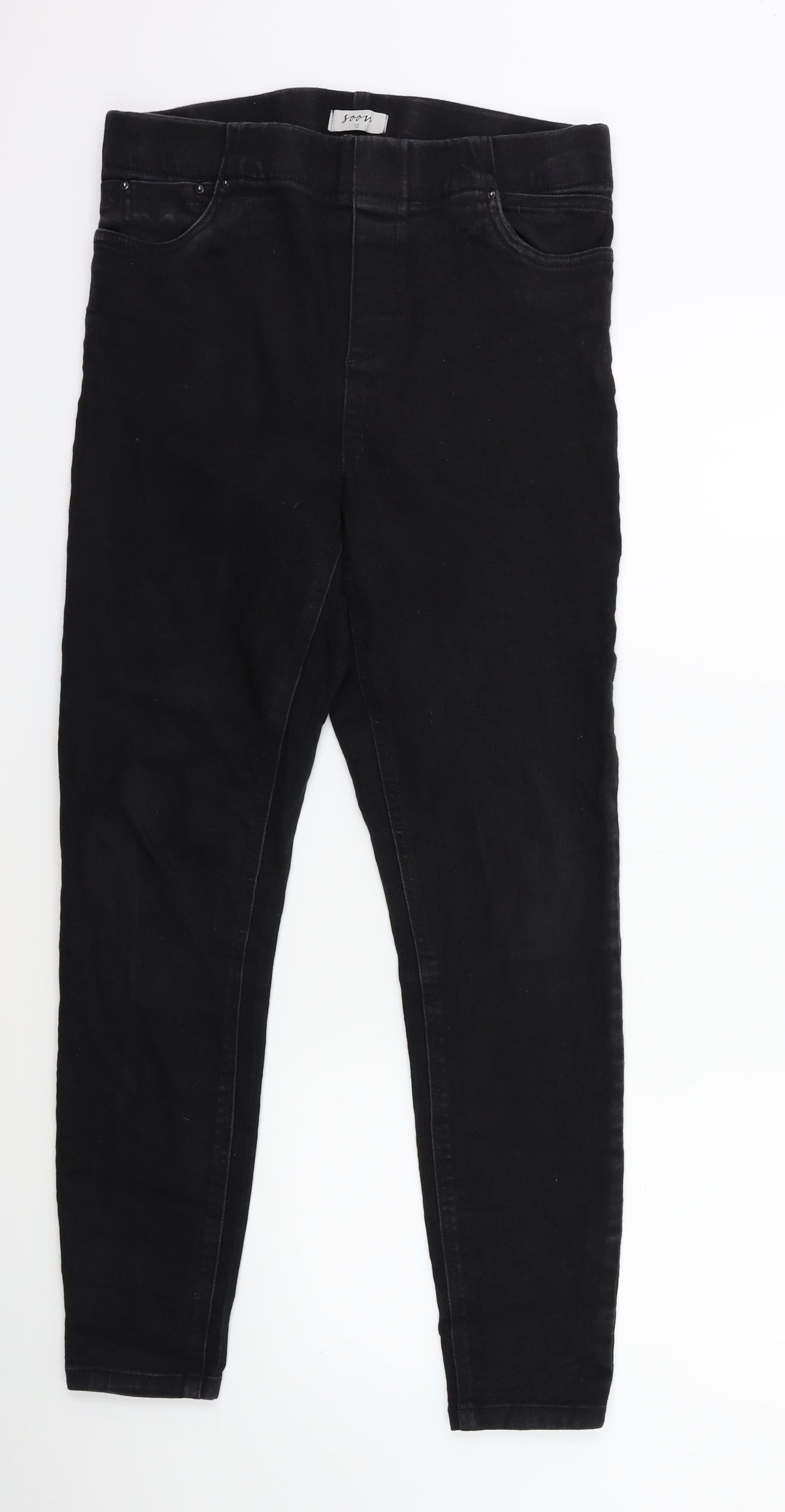Soon Womens Black  Denim Jegging Jeans Size 12 L28 in