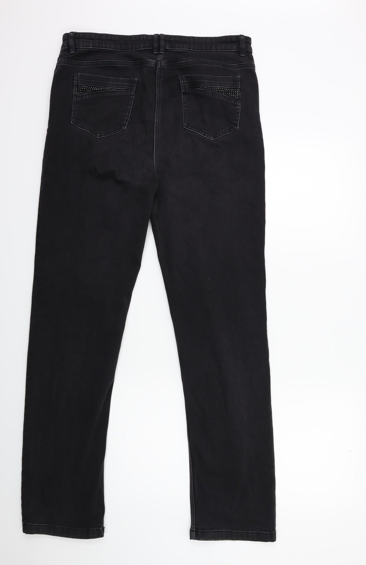 Marks and Spencer Womens Black  Denim Straight Jeans Size 16 L30 in