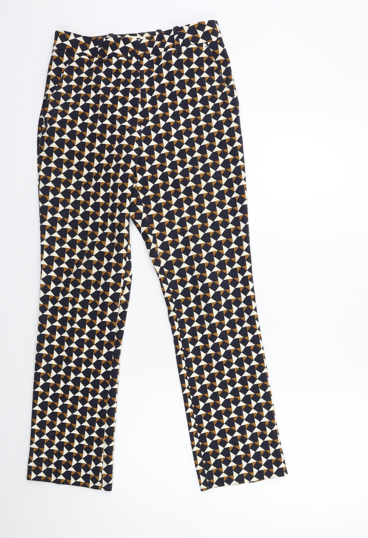 H&M Womens Blue Geometric  Trousers  Size 6 L27 in