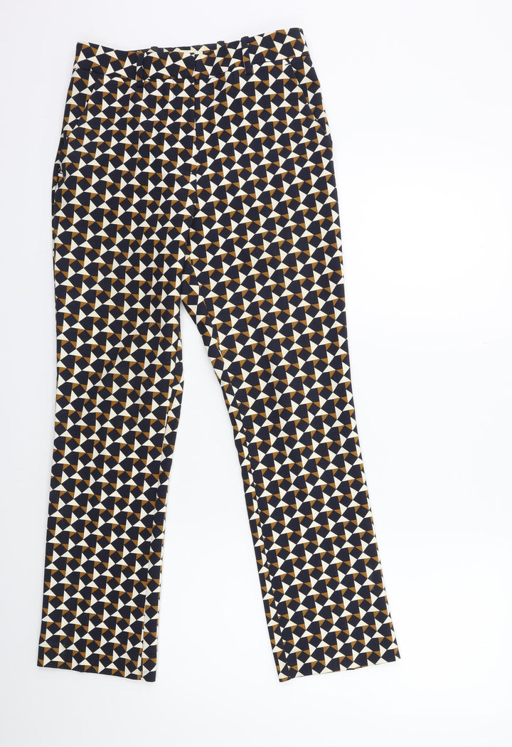 H&M Womens Blue Geometric  Trousers  Size 6 L27 in