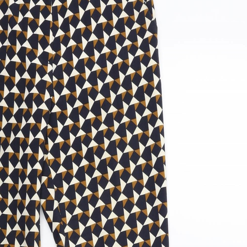 H&M Womens Blue Geometric  Trousers  Size 6 L27 in