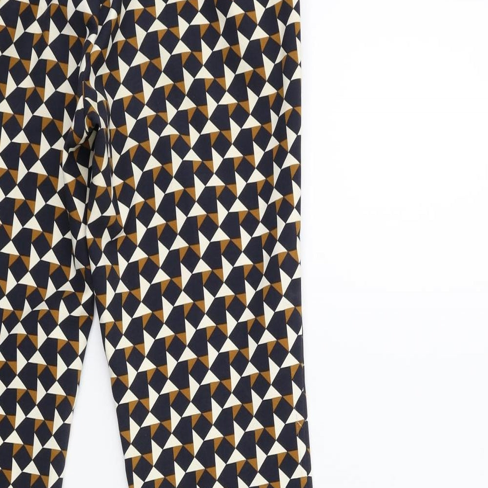 H&M Womens Blue Geometric  Trousers  Size 6 L27 in