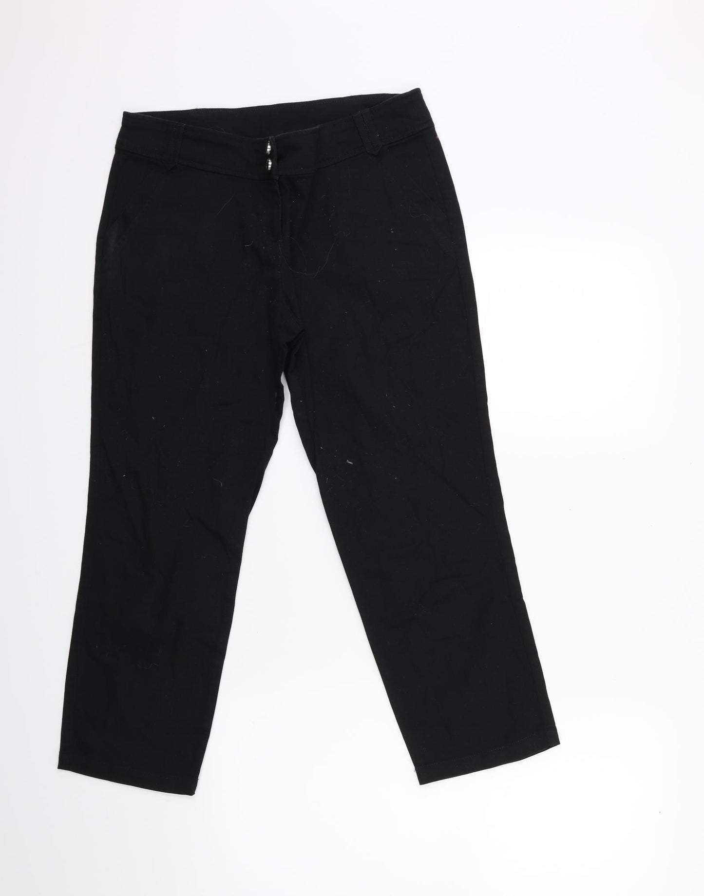 Wallis Womens Black  Denim Cropped Jeans Size 12 L23 in