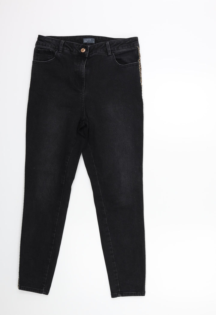 Papaya Womens Black  Denim Skinny Jeans Size 12 L26 in