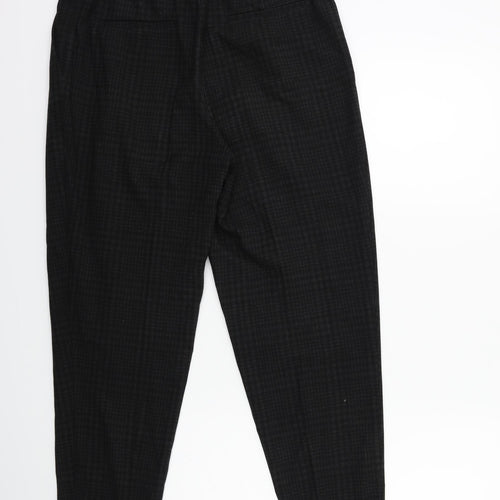 H&M Womens Black Check  Trousers  Size 10 L26 in