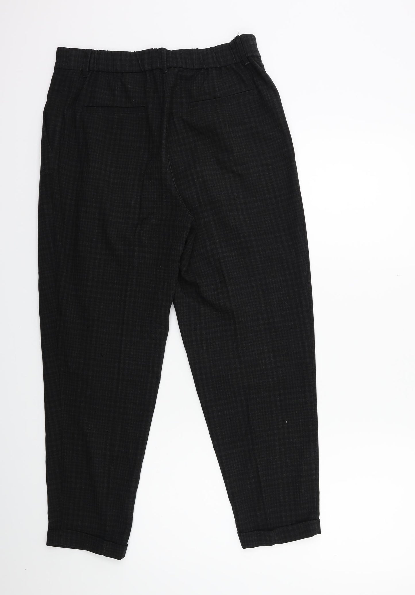 H&M Womens Black Check  Trousers  Size 10 L26 in
