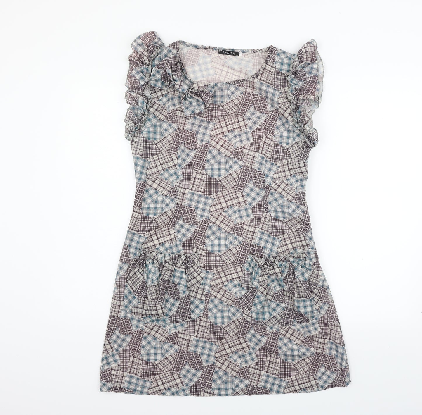 a star Womens Grey Check  Fit & Flare  Size M