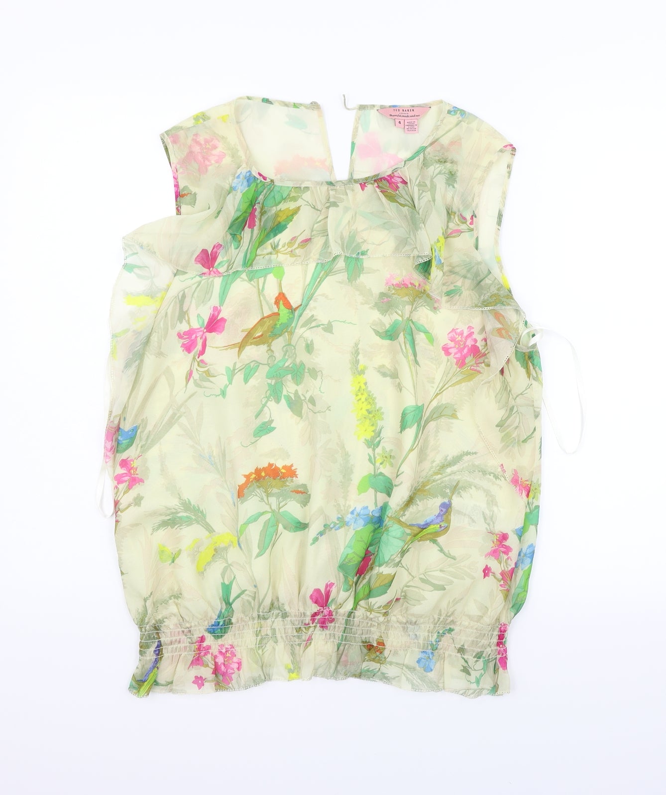 Ted Baker Womens Green Floral  Basic Blouse Size L