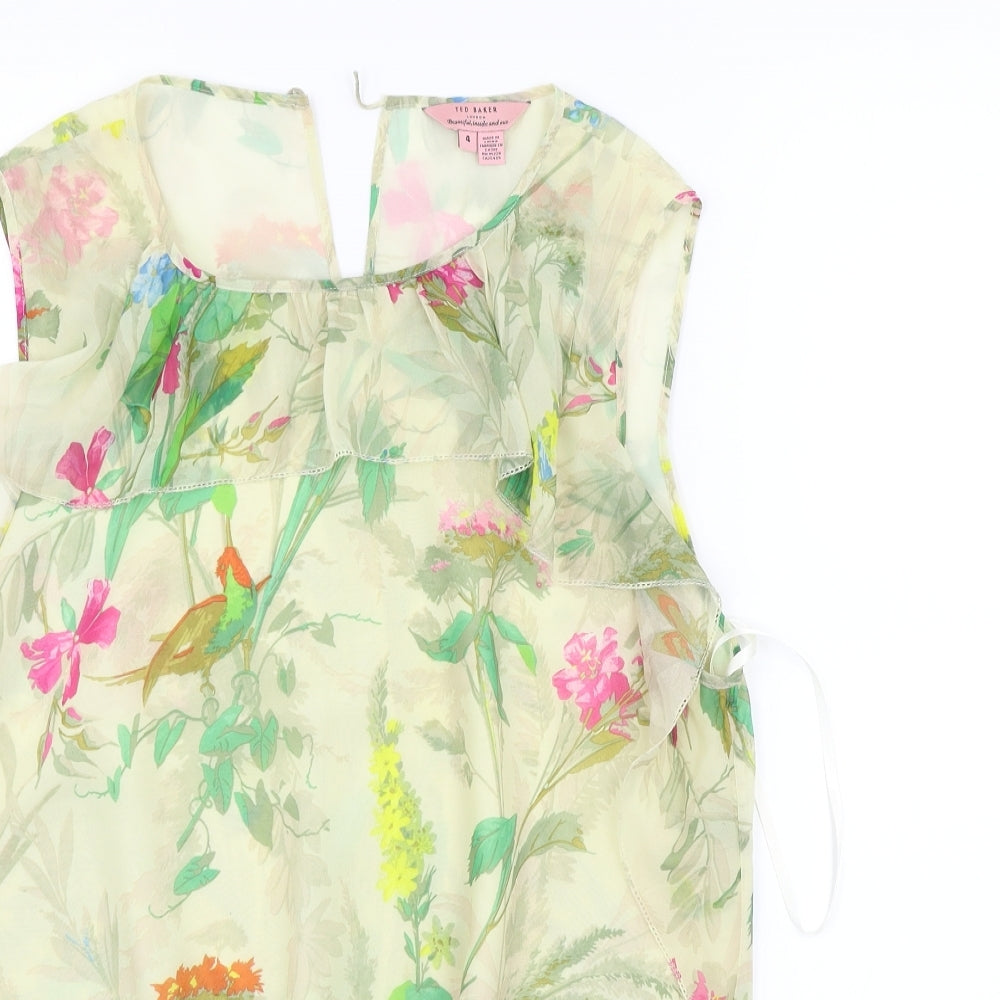 Ted Baker Womens Green Floral  Basic Blouse Size L