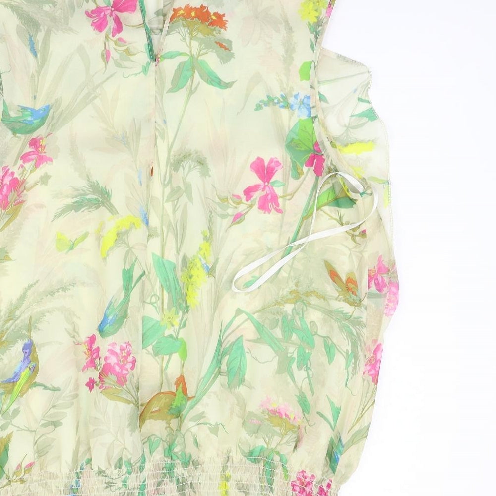 Ted Baker Womens Green Floral  Basic Blouse Size L