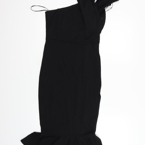 Preworn Womens Black   Fit & Flare  Size M  - One shoulder