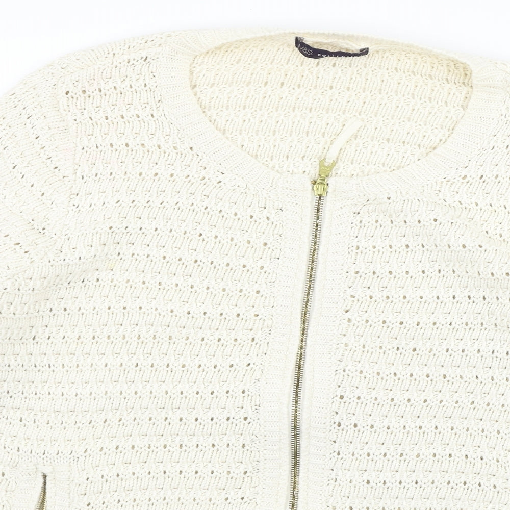 Marks and Spencer Womens Beige   Full Zip Jumper Size 22