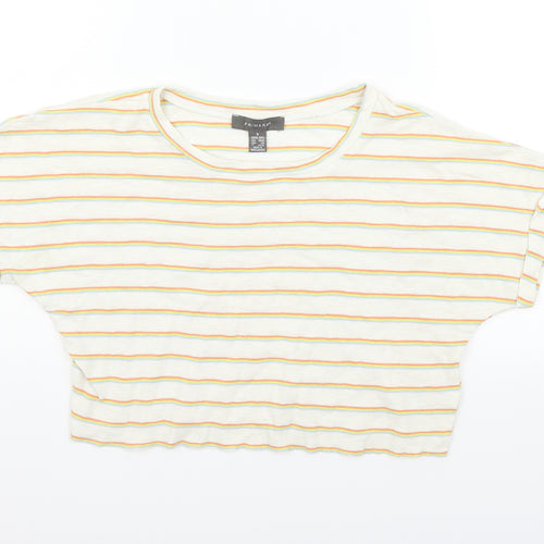 Primark Womens Beige Striped  Pullover Hoodie Size S