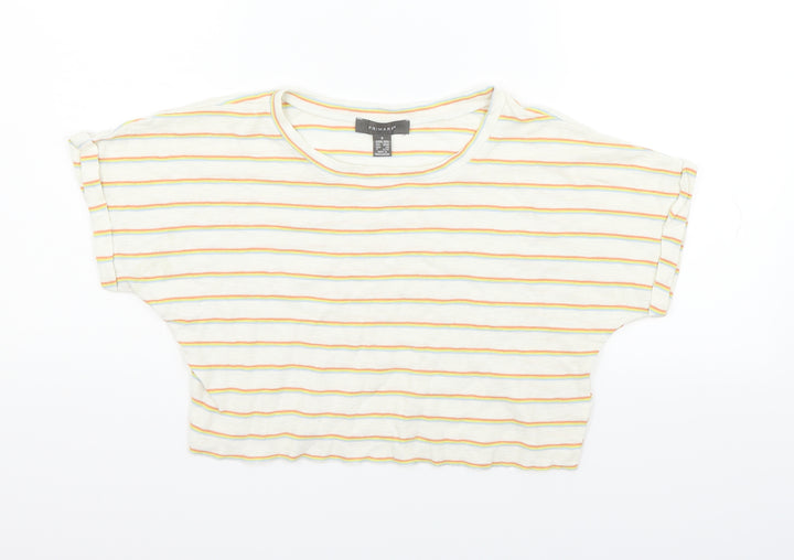 Primark Womens Beige Striped  Pullover Hoodie Size S