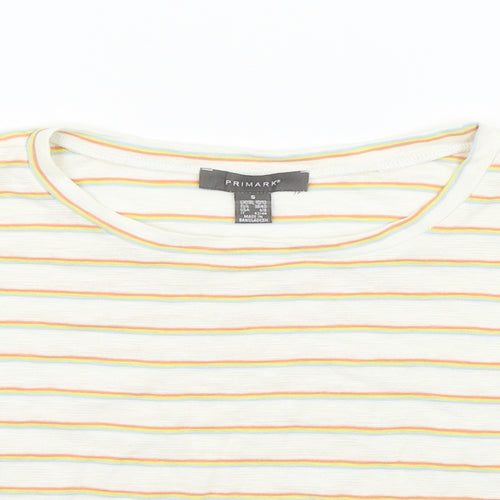 Primark Womens Beige Striped  Pullover Hoodie Size S