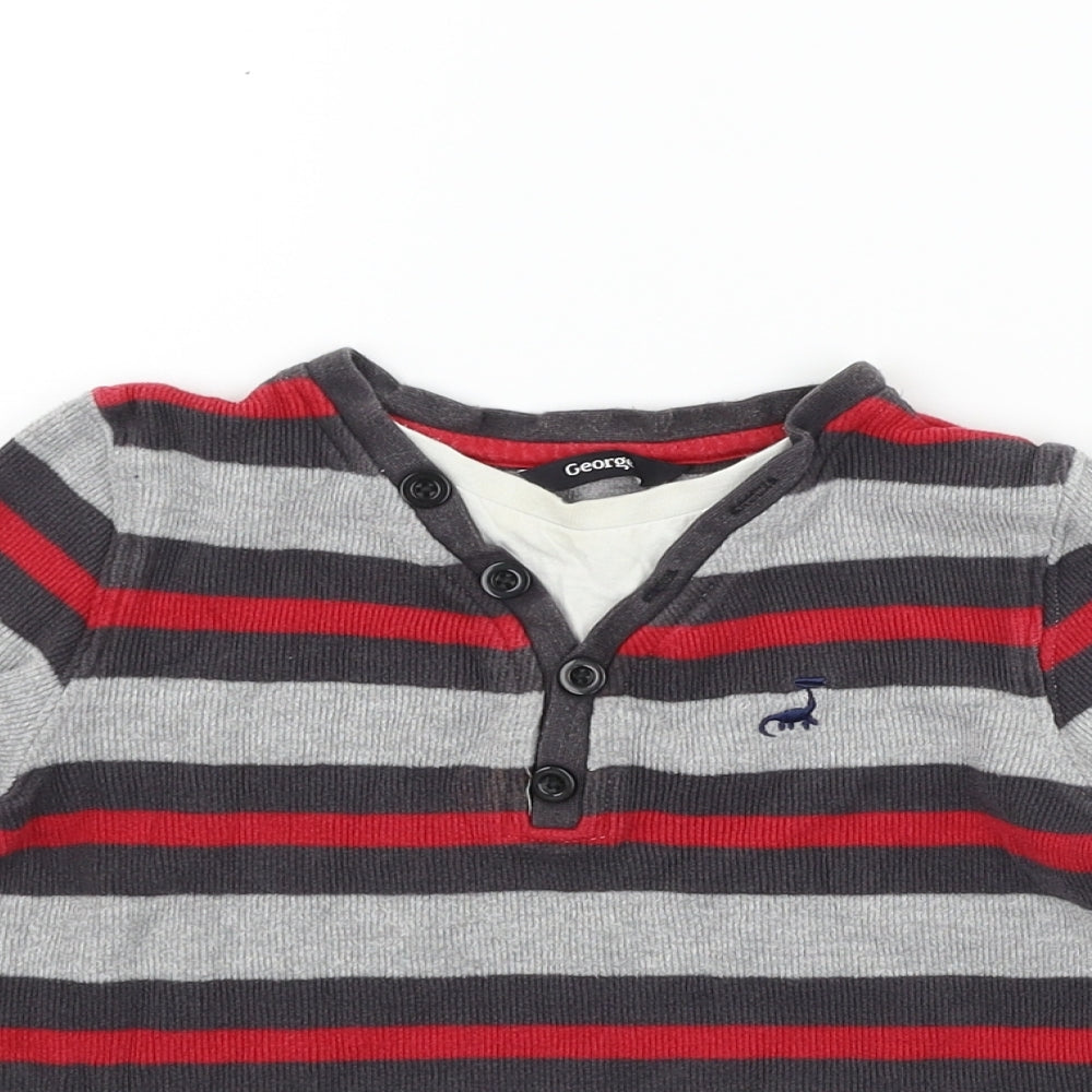 George Boys Red Striped  Pullover Jumper Size 3-4 Years