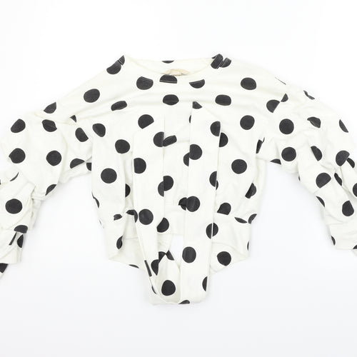 H&M Womens White Polka Dot  Pullover Jumper Size 4