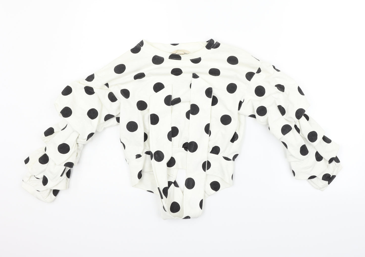 H&M Womens White Polka Dot  Pullover Jumper Size 4