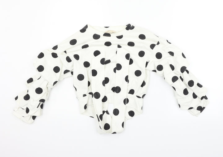 H&M Womens White Polka Dot  Pullover Jumper Size 4