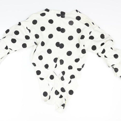 H&M Womens White Polka Dot  Pullover Jumper Size 4