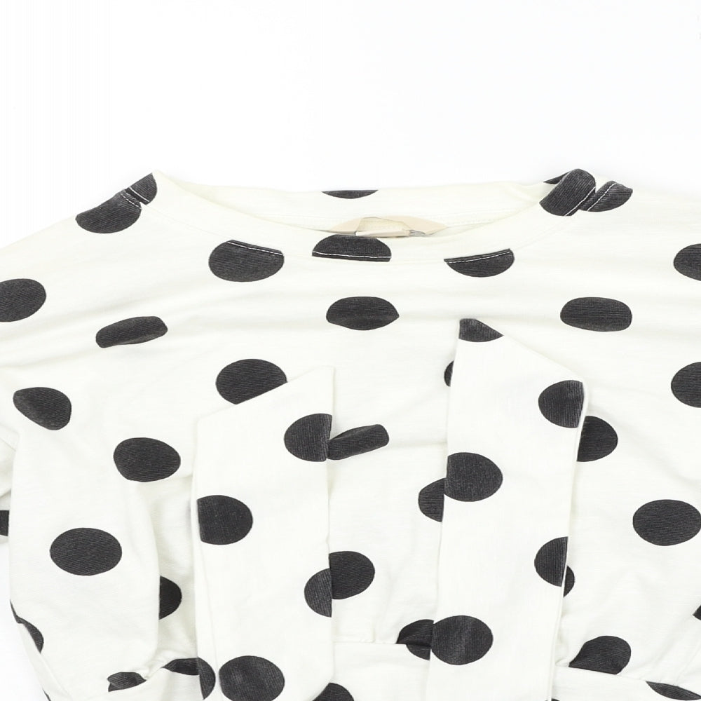 H&M Womens White Polka Dot  Pullover Jumper Size 4