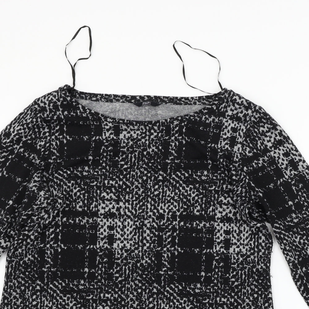 F&F Womens Black Geometric  Pullover Jumper Size 16