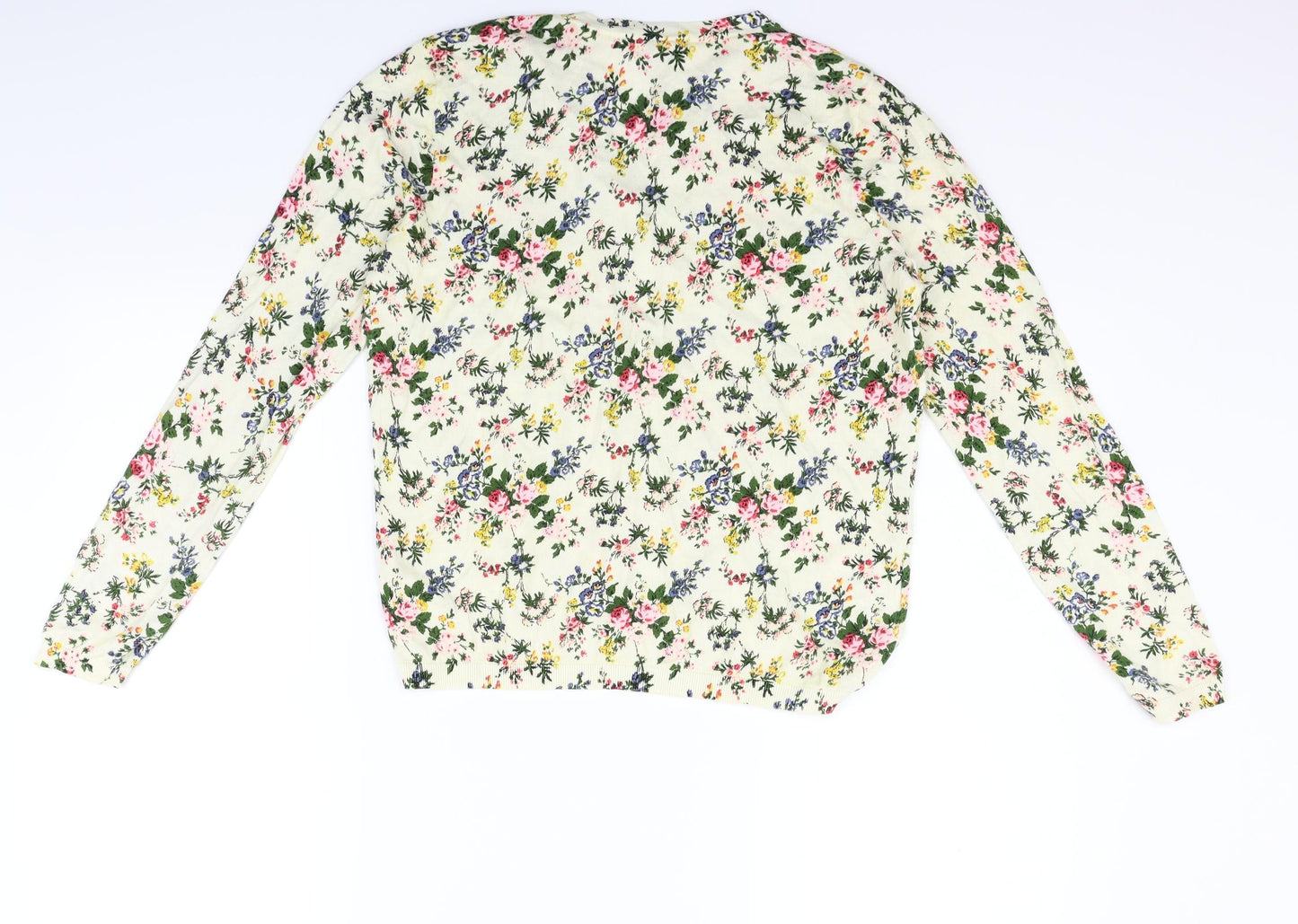 Laura Ashley Womens Yellow Geometric  Cardigan Jumper Size 12