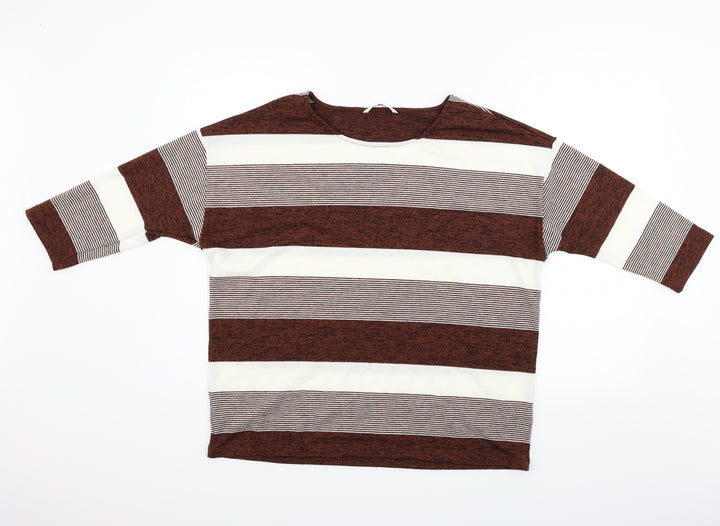 TU Womens Beige Striped  Pullover Jumper Size 16