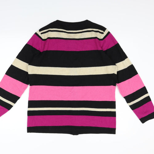 CANDA Womens Pink Striped  Full Zip Jumper Size L