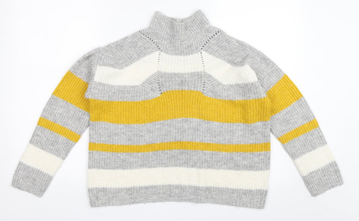 Matalan Womens Grey Striped Pullover Jumper Size M