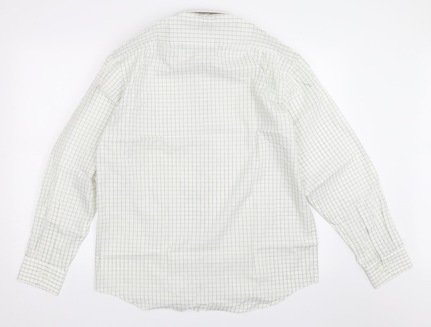 Simon Taylor Mens White Check   Button-Up Size 15.5