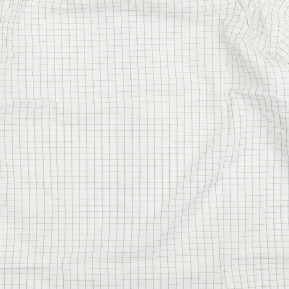Simon Taylor Mens White Check   Button-Up Size 15.5