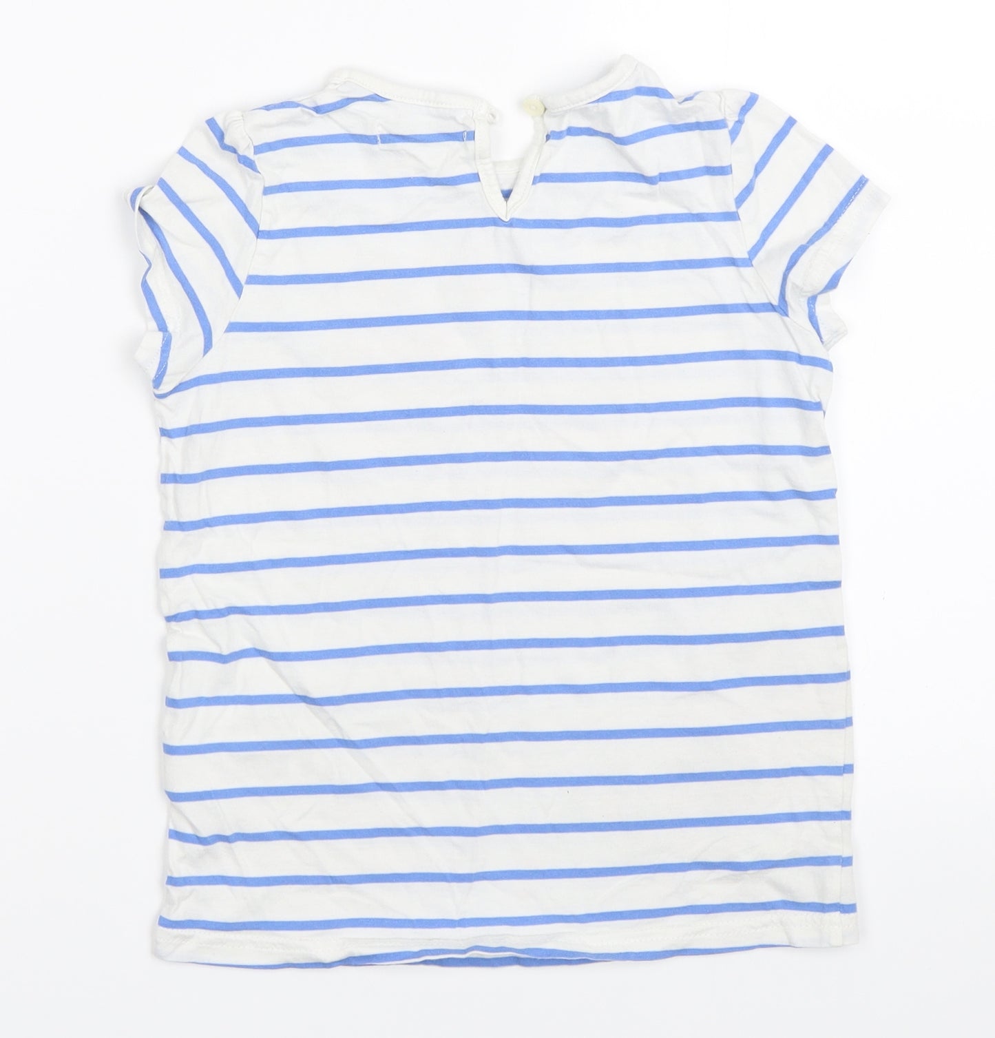Marks and Spencer Girls White Striped  Basic T-Shirt Size 6-7 Years