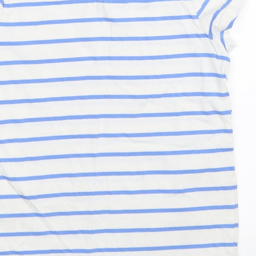 Marks and Spencer Girls White Striped  Basic T-Shirt Size 6-7 Years