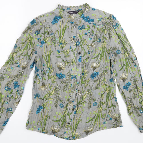 Marks and Spencer Womens Grey   Basic Button-Up Size 8