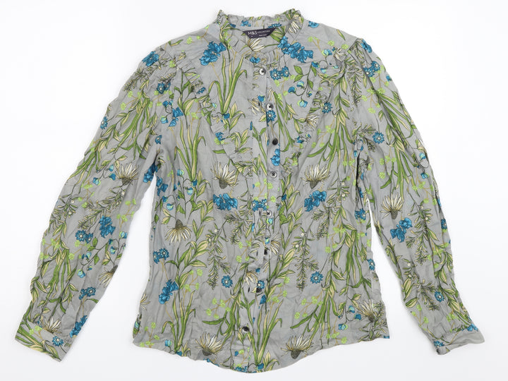 Marks and Spencer Womens Grey   Basic Button-Up Size 8